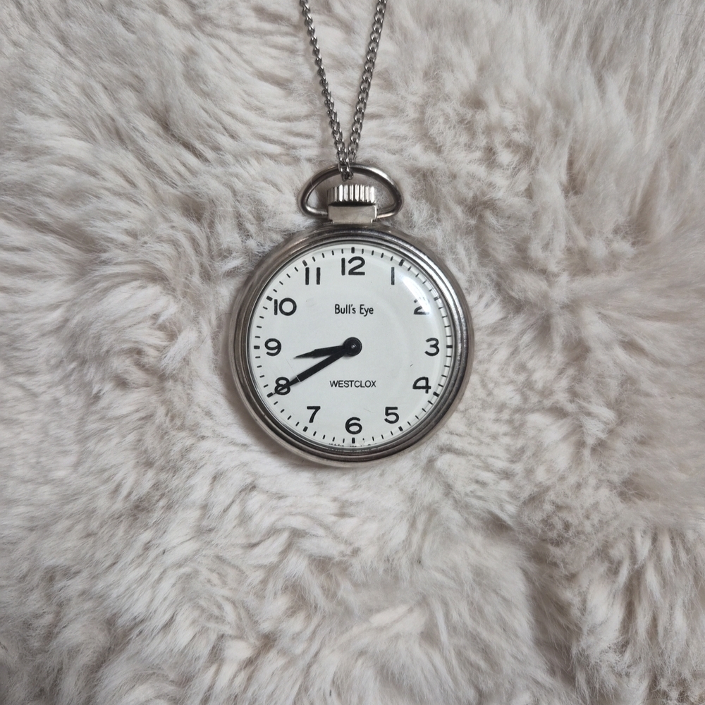 Bulls Eye Pocketwatch Necklace Westclox Vintage Pocket Watch Jewelry Pendant ✨️